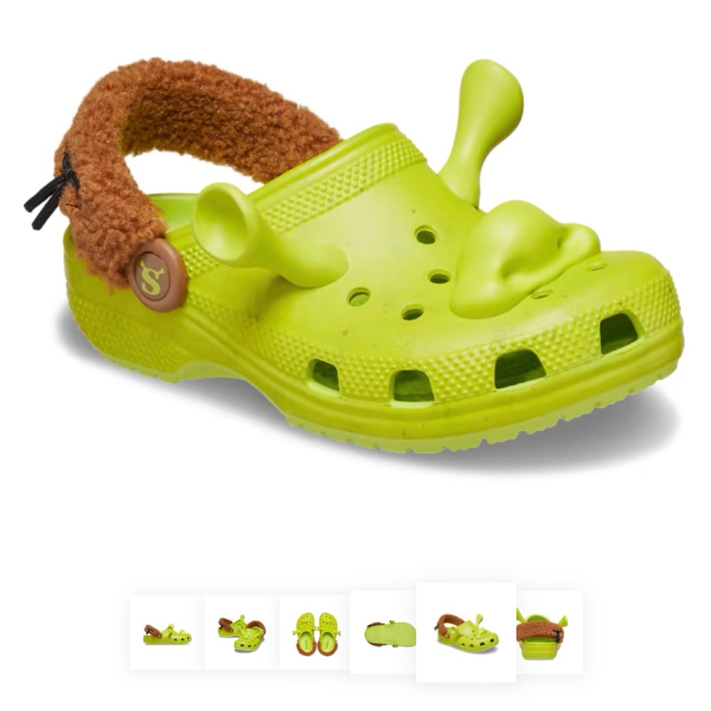 Shrek crocs size 10 women’s and 8 mens NEW with tags